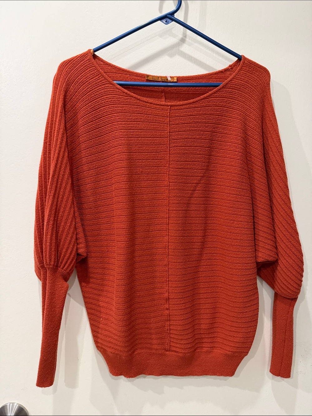 Belldini Rust Ribbed Scoop Neck Pullover